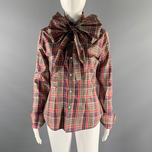 Ralph Lauren Tops - RALPH LAUREN Size 6 Purple Green Silk Plaid Dress Top